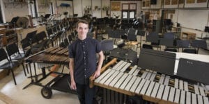 Wyatt Parker in music room at Phoenix high school