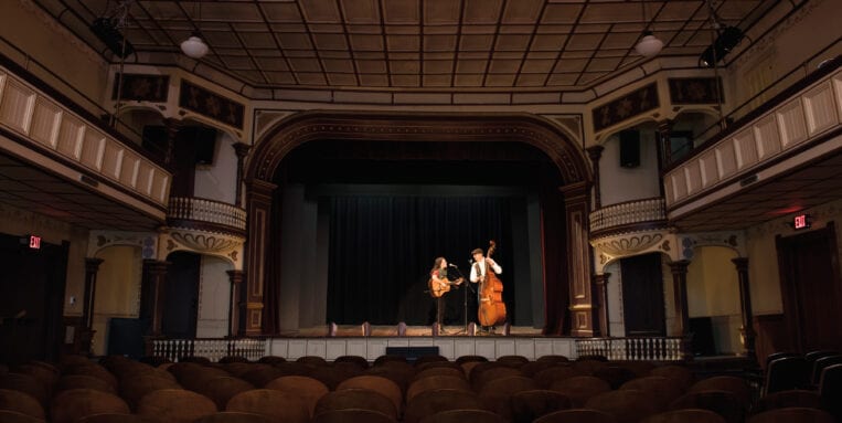 At Earlville Opera House, musicians perform a duet on stage