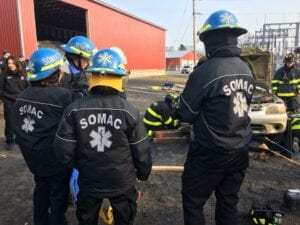 SOMAC volunteers conducting a motor vehicle accident training