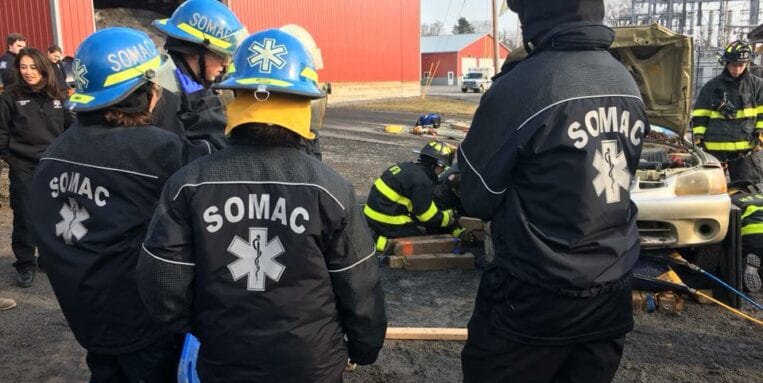 SOMAC volunteers conducting a motor vehicle accident training