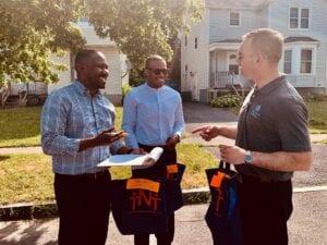 Community members canvassing neighborhood on South Side