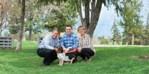 Matt Wilson with his late wife's parents at Helping Hounds