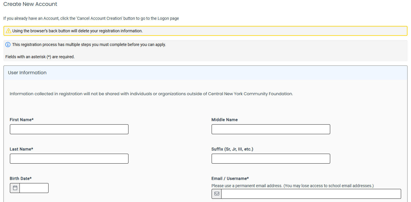 Student User Guide - Central New York Community Foundation