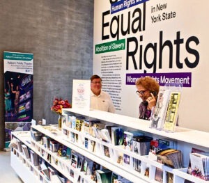 John at the NYS Equal Rights Heritage Center with former visitor experience supervisor, Maria DelloStritto.