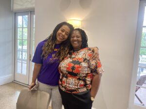 two women standing together