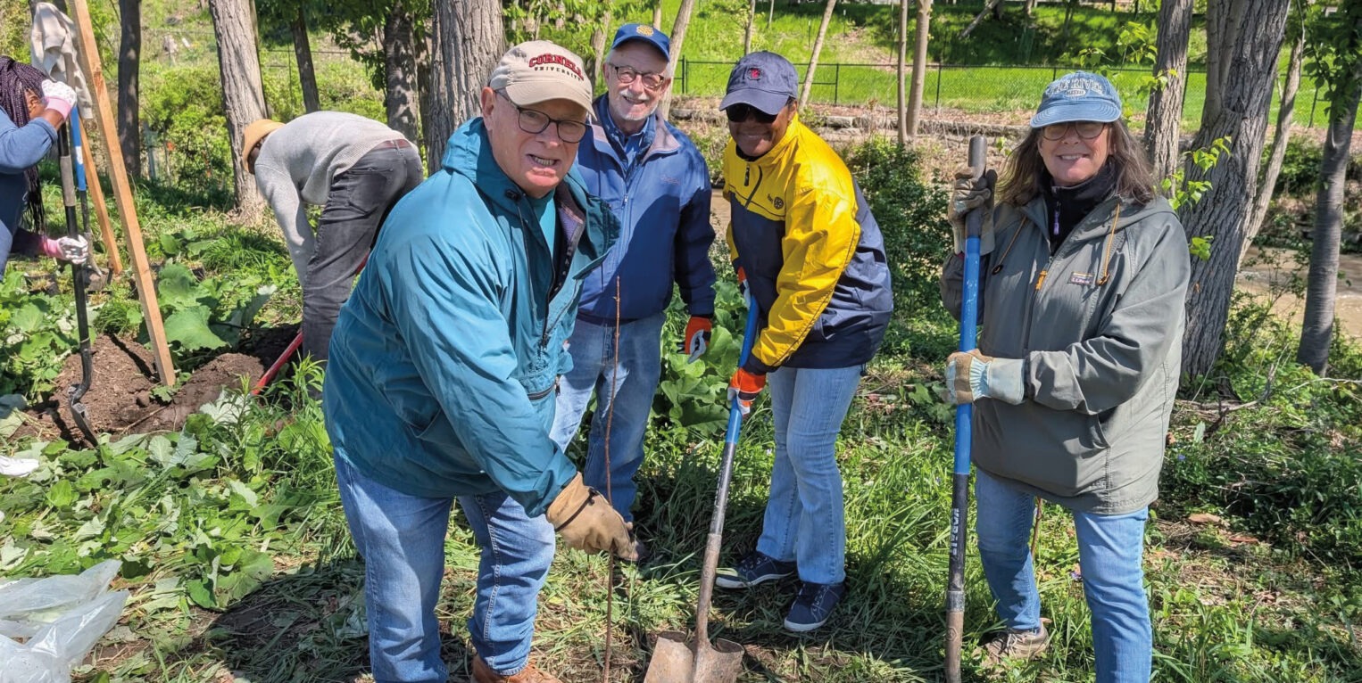 Group of people shoveling