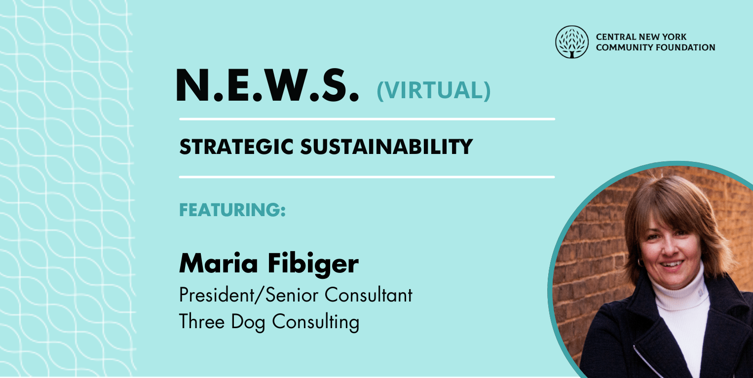 News Strategic Sustainability Poster with speaker of the details name, title, and company