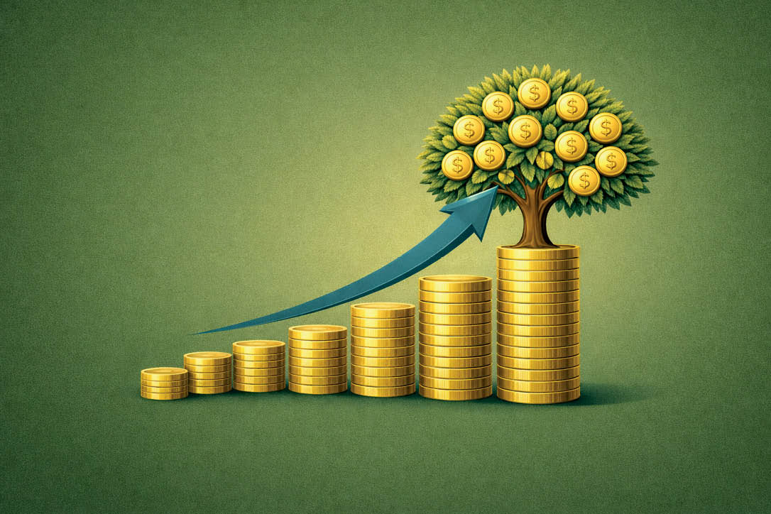 Graphic of Stacked Coins Increasing in Value