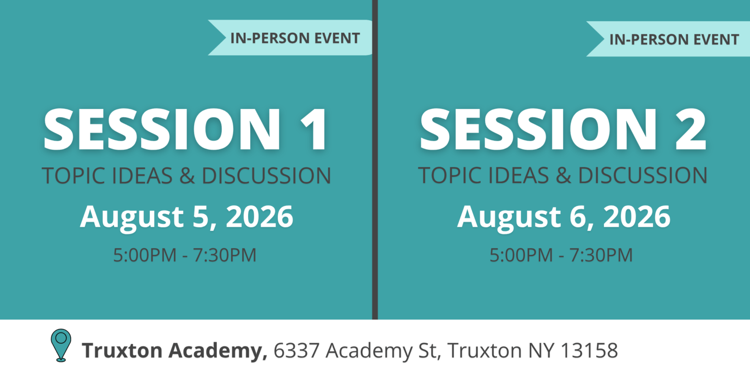 Graphic of Session 1 and 2 date, time, and location